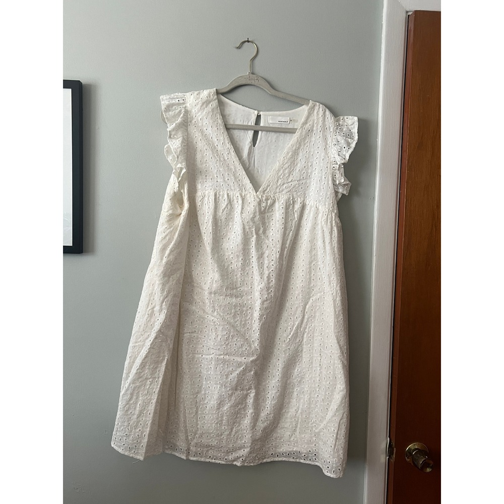 Heatherly Cap Sleeve Ruffle Shift Dress White Eyelet Spring Women Size 2X‎